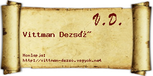 Vittman Dezső névjegykártya